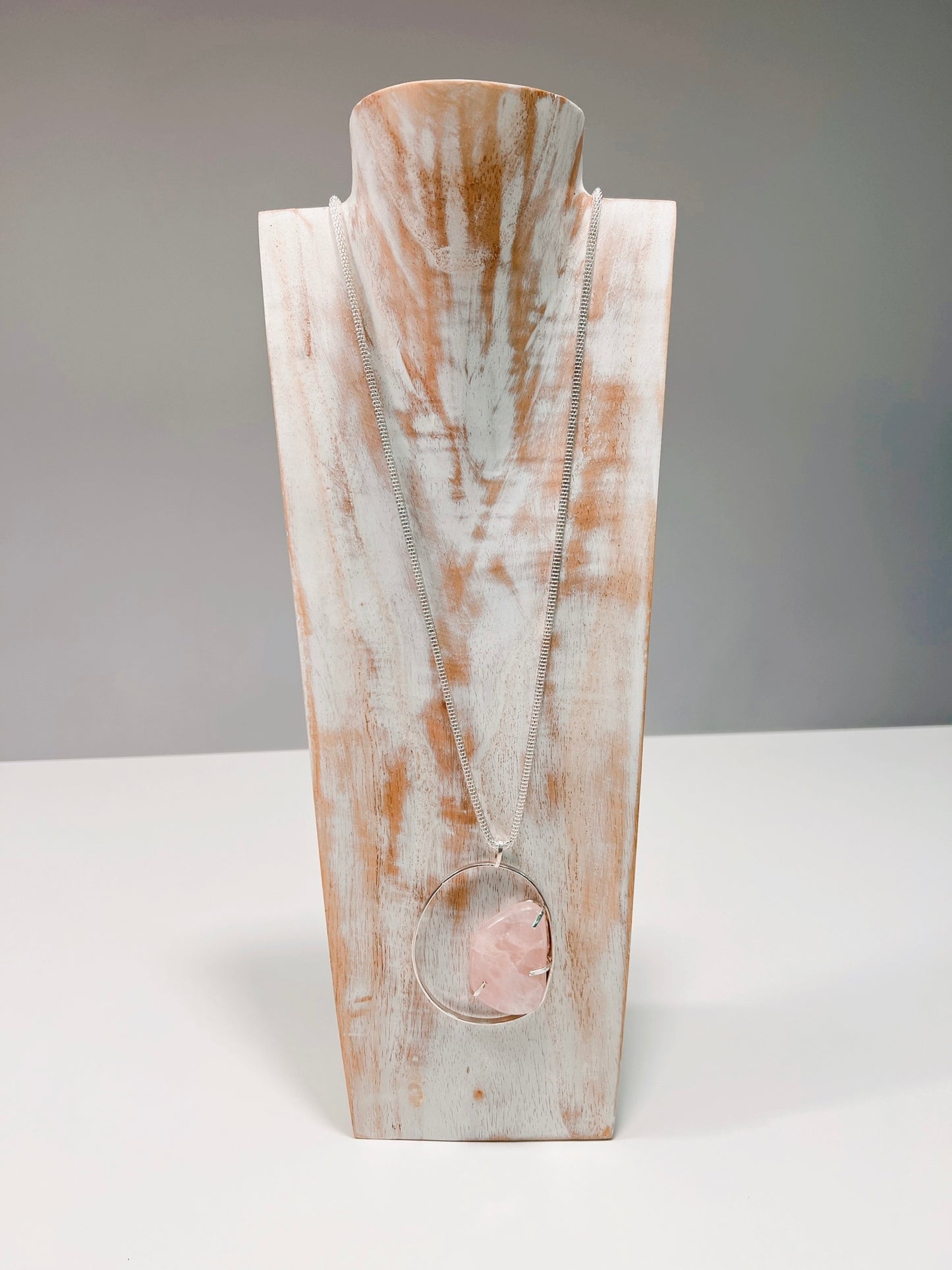 COLGANTE CUARZO ROSA Y PLATA - ETERNAL LOVE