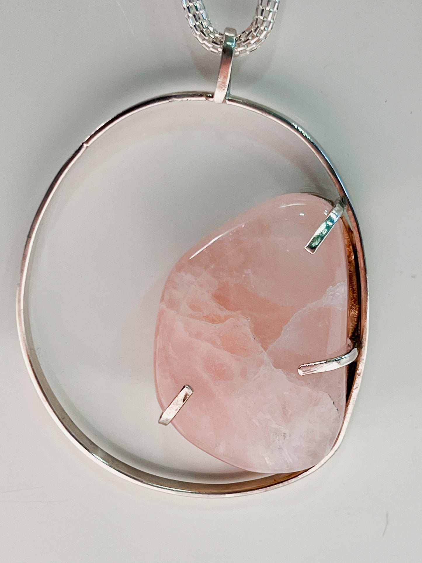 COLGANTE CUARZO ROSA Y PLATA - ETERNAL LOVE