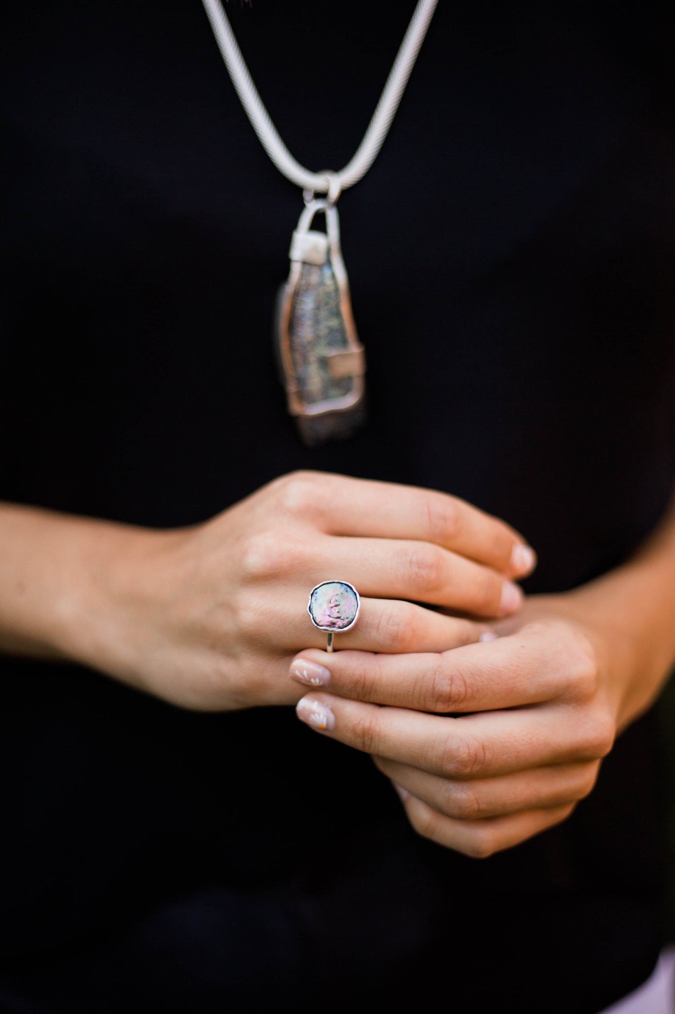 ANILLO PAUA SHELL Y PLATA - BLUE