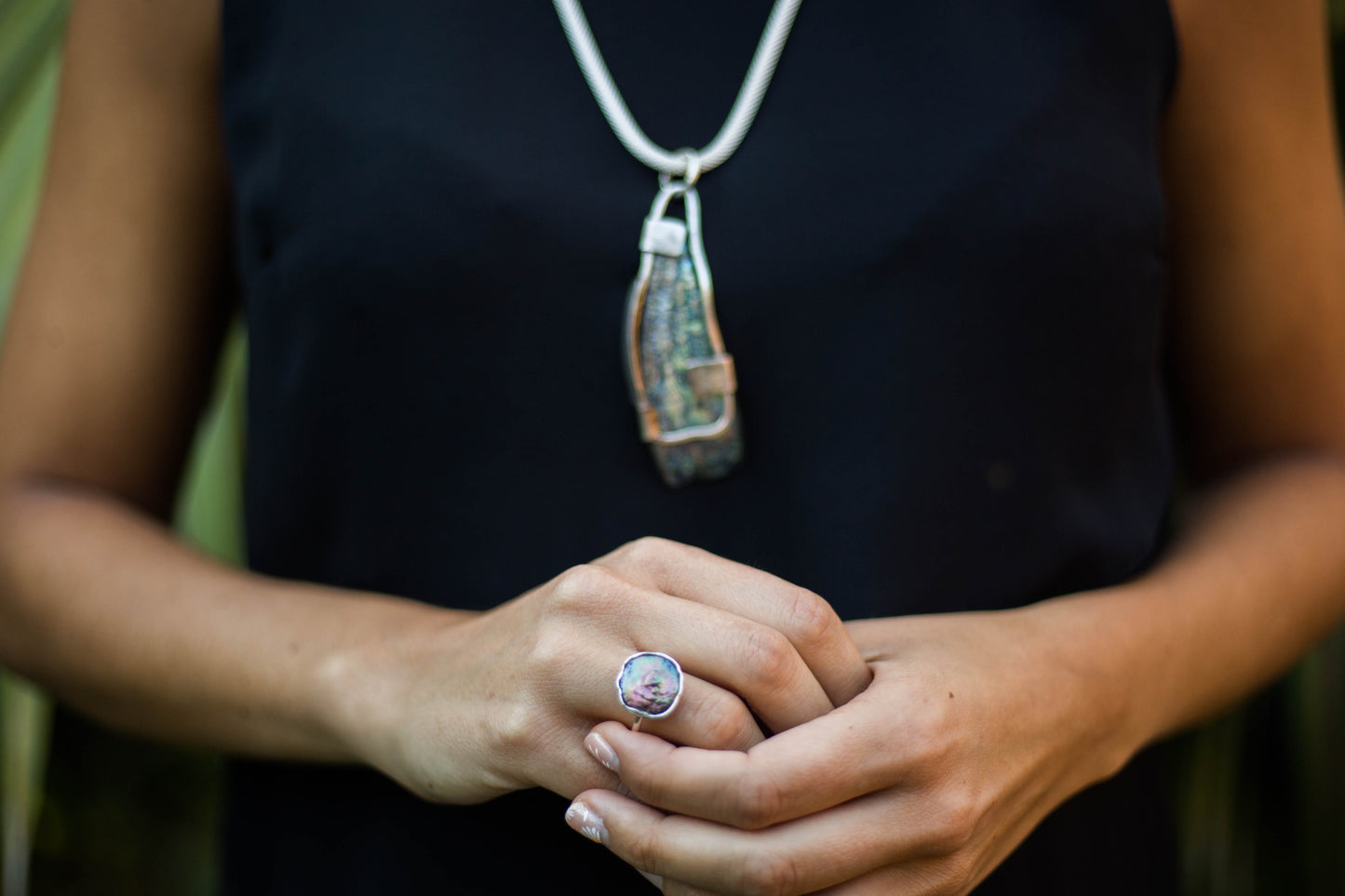 ANILLO PAUA SHELL Y PLATA - BLUE