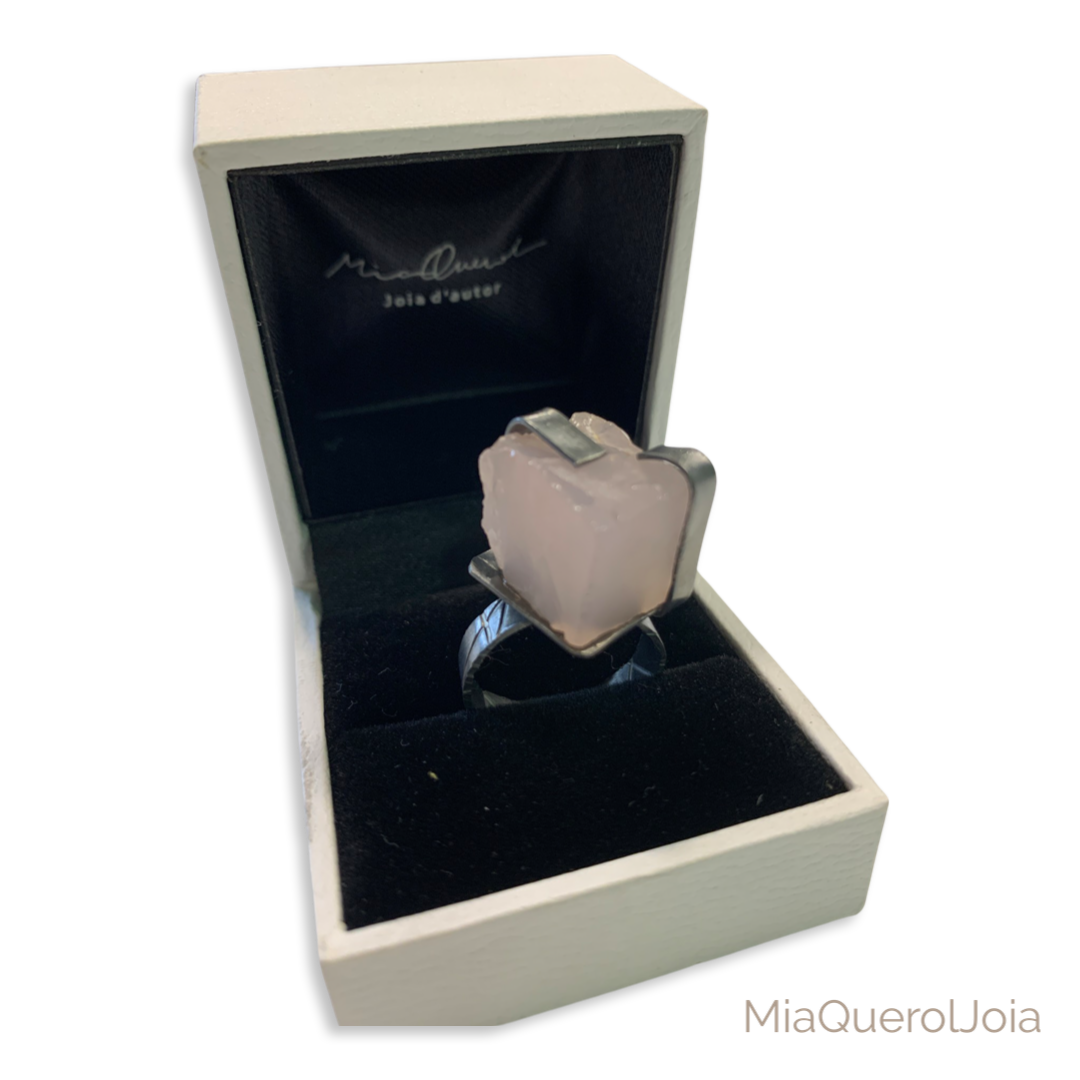 ANILLO CUARZO ROSA Y PLATA - PINK ROCKS